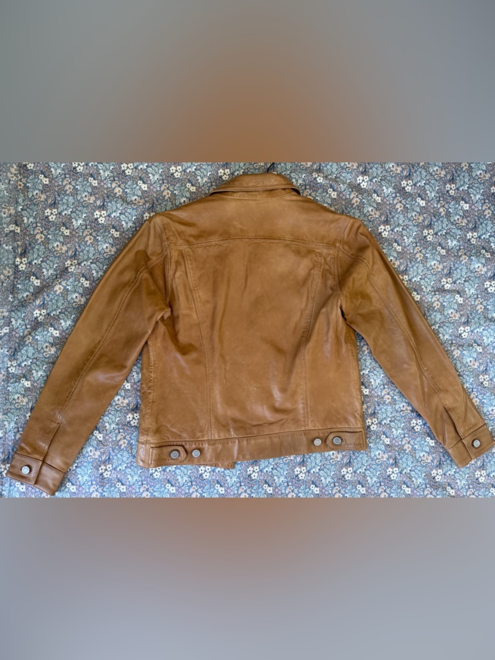 Lucky Brand Cognac Leather Trucker Jacket - Picture 2 of 6